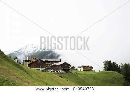 Villages Of Tschlin And Ramosch At Beside Road Between Go To Samnaun Is A High Alpine Village And A