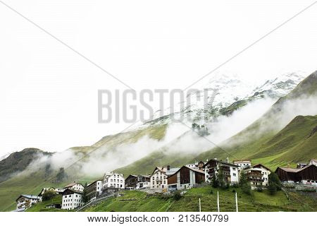 Villages Of Tschlin And Ramosch At Beside Road Between Go To Samnaun Is A High Alpine Village And A