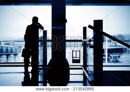 passenger in the shanghai pudong airport.interior of the airport.