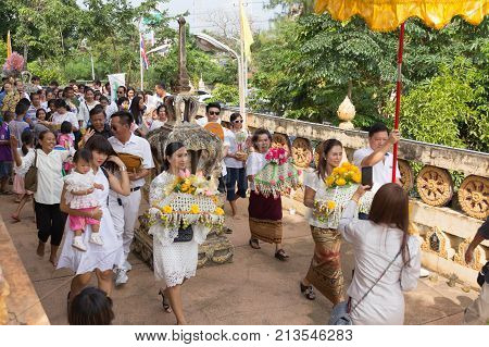 Nakhon Ratchasima Thailand October 15 : The Traditional Buddhist Ceremony Kathin Held At Wat Wiwakew
