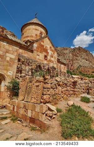 Authentic Armenian Khachkars in Noravank Monastery