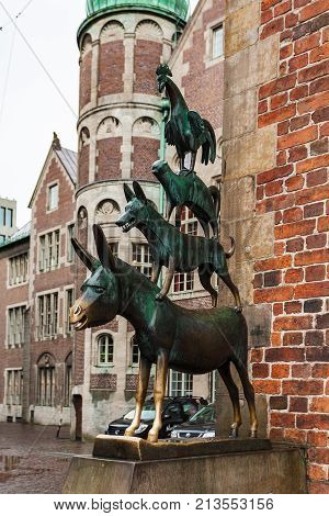 Bronze Figure Of Bremen Town Musicians In Bremen