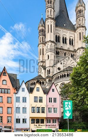 Facade Of Medieval Houses On Fischmarkt In Cologne
