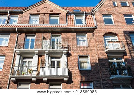 Facade Of Residential House In Hamburg City