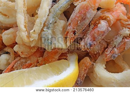 Fried Fish With Shrimp At The Takeaway Restaurant