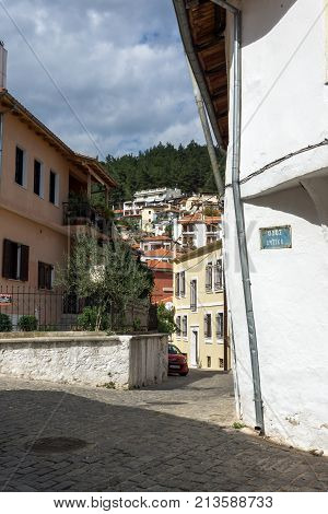 XANTHI, GREECE - SEPTEMBER 23, 2017: Street and old houses in old town of Xanthi, East Macedonia and Thrace, Greece