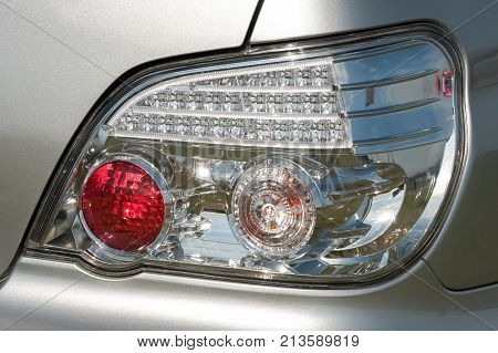 closeup of an auto rear auto signal light