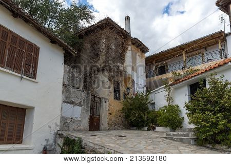 XANTHI, GREECE - SEPTEMBER 23, 2017: Street and old houses in old town of Xanthi, East Macedonia and Thrace, Greece