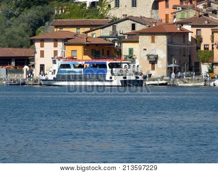 The tourist boat takes you to Peschiera Maraglio at Montisola on Lake Iseo - Italy
