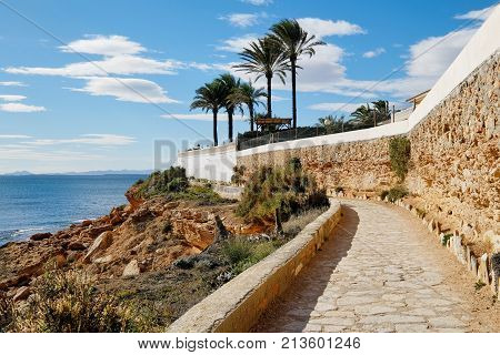 Paved promenade of Cabo Roig. Costa Blanca. Spain