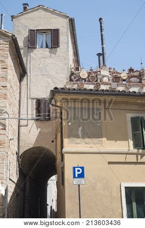Recanati (Macerata Marches Italy): typical buildings of the historic town