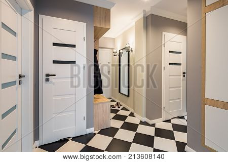 Home Interior With Chess Tiles