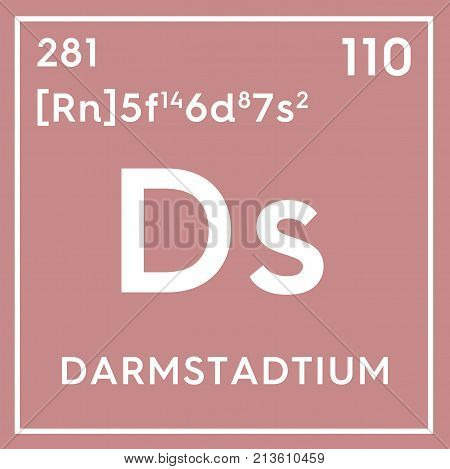 Darmstadtium. Transition Metals. Chemical Element Of Mendeleev's Periodic Table. 3D Illustration.