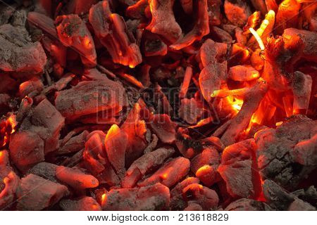 background from the burning of coal . Photo of an abstract texture