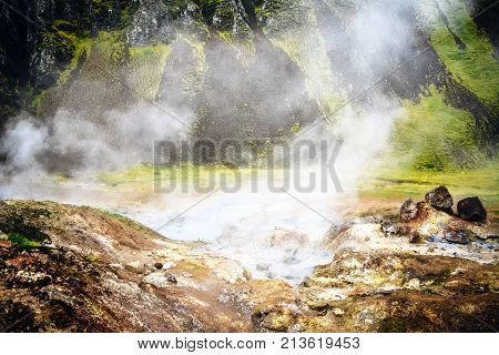 Fumarole Field In Namafjall, Iceland.