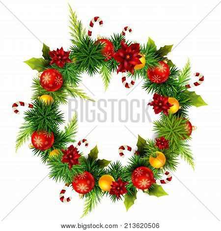 easy to edit vector illustration of beautiful decoration for Happy New Year and Merry Christmas greeting