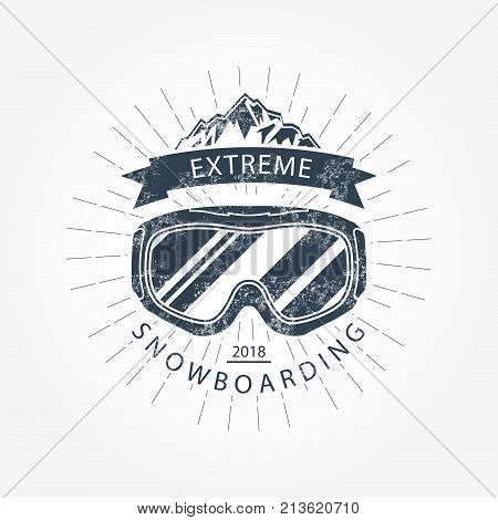 Ski goggles and mountains - ski resort emblem