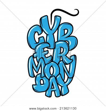 Cy ber Monday Sale label. Promotional banner template with lettering composition. Vector illustration