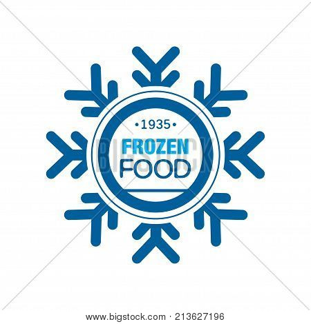 Frozen food since 1935, abstract label for freezing with snowflake vector Illustration on a white background