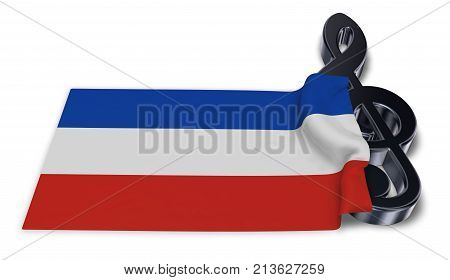 clef symbol and flag of schleswig-holstein - 3d rendering