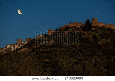 The Village Of Villafames Under The Moon