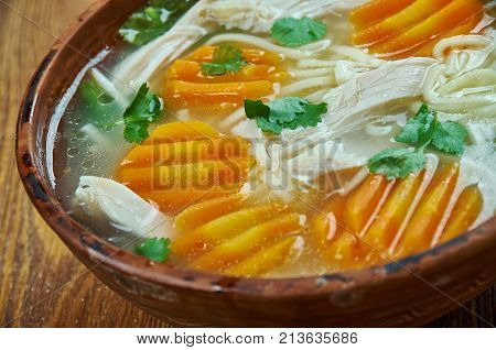 Quickest Homemade Chicken Noodle Soup , close up