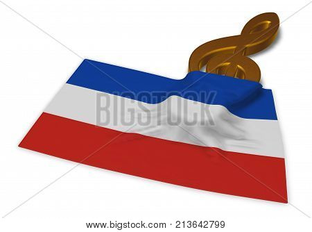 clef symbol and flag of schleswig-holstein - 3d rendering
