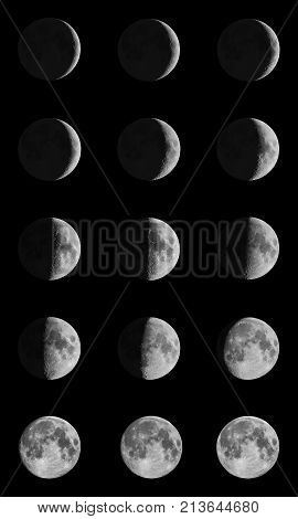 Phases of the Moon through one month