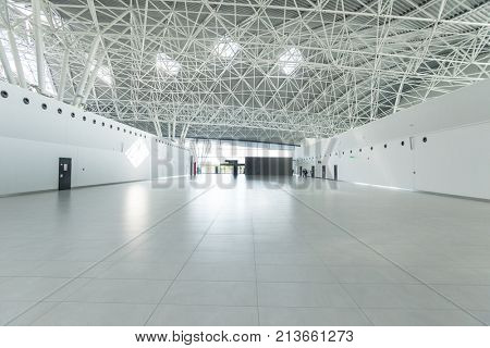 ZAGREB AIRPORT - 24 APRIL 2017: Interior view of the departure terminal.