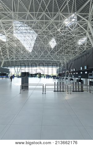ZAGREB AIRPORT - 24 APRIL 2017: Check-in at departure terminal.