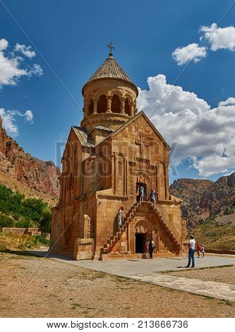NORAVANK MONASTERY, ARMENIA - 02 AUGUST 2017: Famous Noravank Monastery Landmark in Syunik province of Armenia