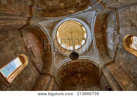 NORAVANK MONASTERY, ARMENIA - 02 AUGUST 2017: Interior inside Famous Noravank Monastery Landmark in Syunik province of Armenia