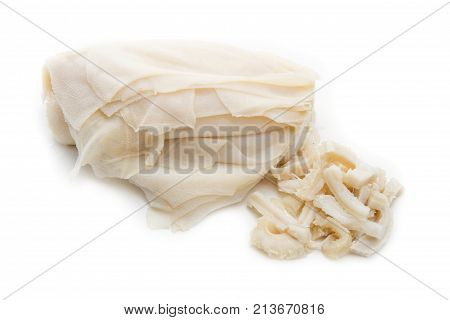 some pieces of  trippa isolated on white background