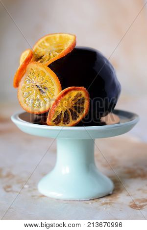 Christmas baking. Fragrant kuglof. Pastry on a light background. Chocolate cake.