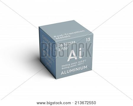 Aluminium. Post-transition Metals. Chemical Element Of Mendeleev's Periodic Table. 3D Illustration.