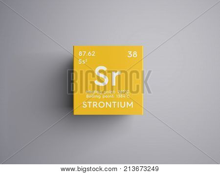 Strontium. Alkaline Earth Metals. Chemical Element Of Mendeleev's Periodic Table. 3D Illustration.