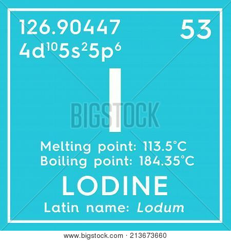 Lodine. Lodum. Halogens. Chemical Element Of Mendeleev's Periodic Table. 3D Illustration.
