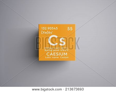 Caesium. Cesium. Alkali Metals. Chemical Element Of Mendeleev's Periodic Table. 3D Illustration.