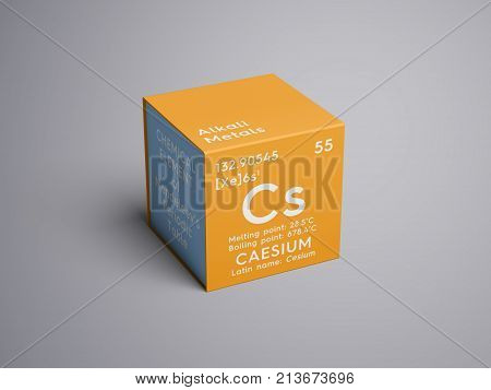 Caesium. Cesium. Alkali Metals. Chemical Element Of Mendeleev's Periodic Table. 3D Illustration.