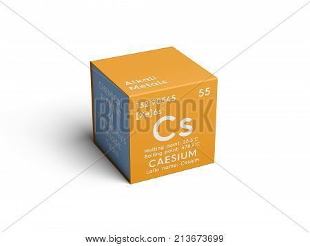 Caesium. Cesium. Alkali Metals. Chemical Element Of Mendeleev's Periodic Table. 3D Illustration.