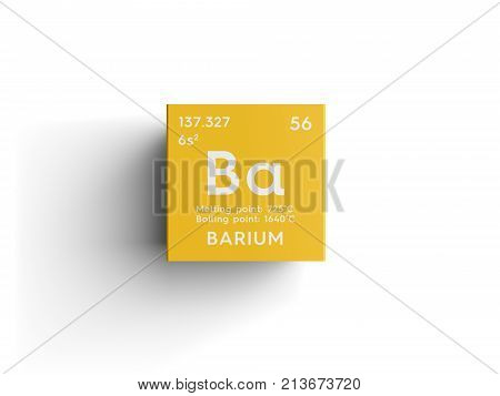 Barium. Alkaline Earth Metals. Chemical Element Of Mendeleev's Periodic Table. 3D Illustration.