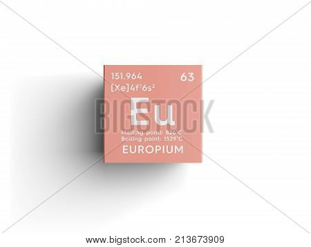 Europium. Lanthanoids. Chemical Element Of Mendeleev's Periodic Table. 3D Illustration.