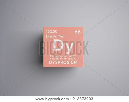 Dysprosium. Lanthanoids. Chemical Element Of Mendeleev's Periodic Table. 3D Illustration.