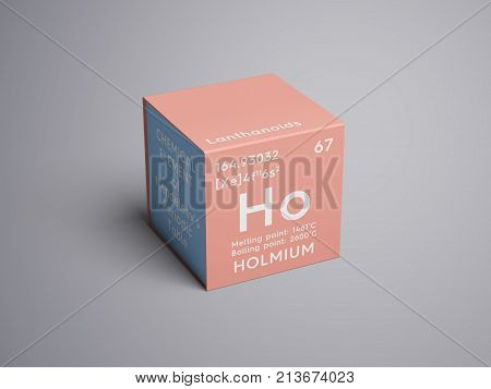 Holmium. Lanthanoids. Chemical Element Of Mendeleev's Periodic Table. 3D Illustration.