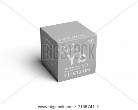 Ytterbium. Lanthanoids. Chemical Element Of Mendeleev's Periodic Table.. 3D Illustration.