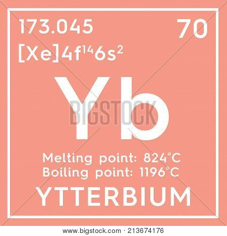 Ytterbium. Lanthanoids. Chemical Element Of Mendeleev's Periodic Table. 3D Illustration.