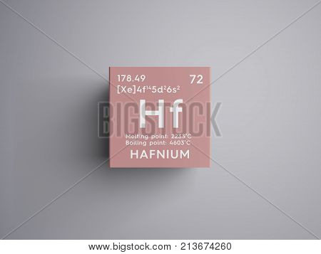 Hafnium. Transition Metals. Chemical Element Of Mendeleev's Periodic Table. 3D Illustration.