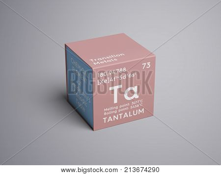 Tantalum. Transition Metals. Chemical Element Of Mendeleev's Periodic Table. 3D Illustration.
