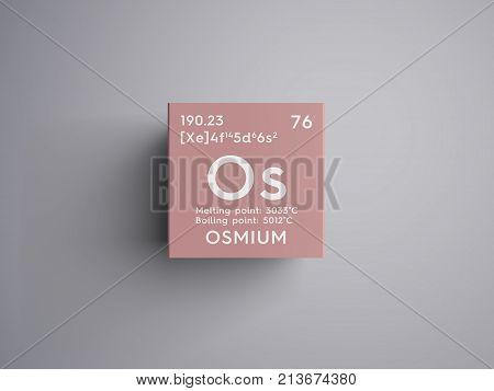 Osmium. Transition Metals. Chemical Element Of Mendeleev's Periodic Table. 3D Illustration.