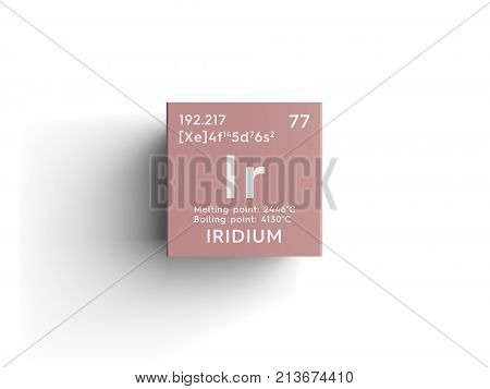 Iridium. Transition Metals. Chemical Element Of Mendeleev's Periodic Table. 3D Illustration.